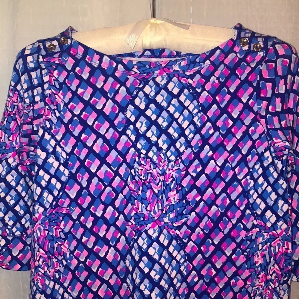 Lilly Pulitzer 8 Pineapple Geometrical Quarter Sleeve Shift Sophie Dress